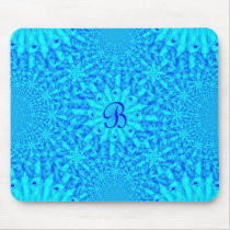 Icy Blue Fractal Monogram B Mouse Pad