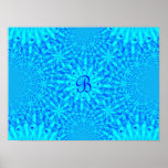 Icy Blue Fractal Monogram B posters