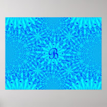 Icy Blue Fractal Monogram B Print