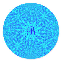 Icy Blue Fractal Monogram B Stickers