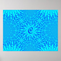 Icy Blue Fractal Monogram C Posters