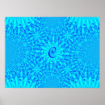 Icy Blue Fractal Monogram C posters