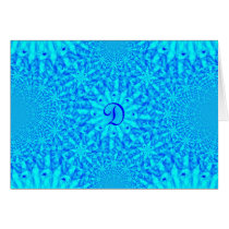 Icy Blue Fractal Monogram D Cards