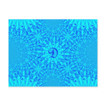 Icy Blue Fractal Monogram D Postcard