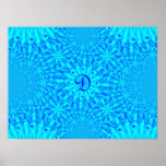 Icy Blue Fractal Monogram D posters