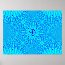 Icy Blue Fractal Monogram D Posters
