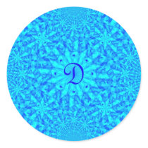 Icy Blue Fractal Monogram D Sticker