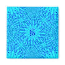 Icy Blue Fractal Monogram E Magnet