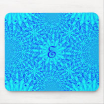 Icy Blue Fractal Monogram E Mouse Pad