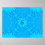 Icy Blue Fractal Monogram E posters