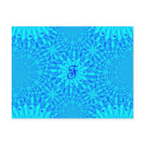 Icy Blue Fractal Monogram F Postcard