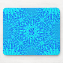 Icy Blue Fractal Monogram G Mouse Pad