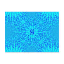 Icy Blue Fractal Monogram G Post Cards