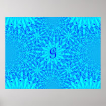 Icy Blue Fractal Monogram G Print