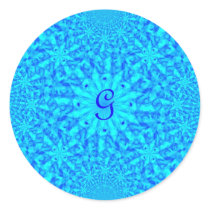 Icy Blue Fractal Monogram G Stickers