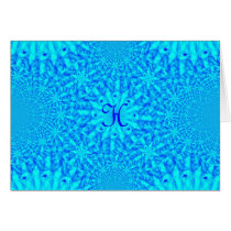 Icy Blue Fractal Monogram H Card