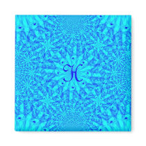 Icy Blue Fractal Monogram H Refrigerator Magnet