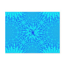 Icy Blue Fractal Monogram H Post Cards