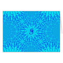 Icy Blue Fractal Monogram I Greeting Cards