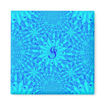 Icy Blue Fractal Monogram I Refrigerator Magnet
