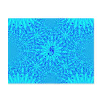 Icy Blue Fractal Monogram I Postcard