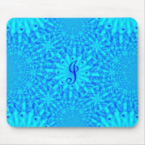 Icy Blue Fractal Monogram J Mouse Pad