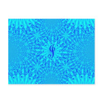 Icy Blue Fractal Monogram J Post Card