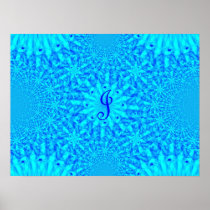 Icy Blue Fractal Monogram J Print