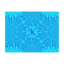 Icy Blue Fractal Monogram K Postcards
