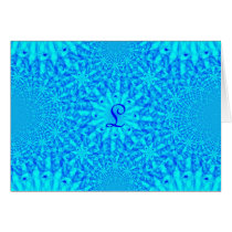 Icy Blue Fractal Monogram L Greeting Cards