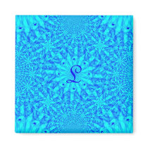 Icy Blue Fractal Monogram L Magnets