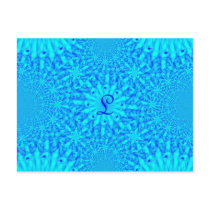 Icy Blue Fractal Monogram L Postcard