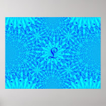 Icy Blue Fractal Monogram L Poster