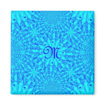 Icy Blue Fractal Monogram M Magnets