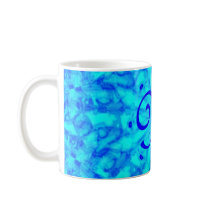 Icy Blue Fractal Monogram M Coffee Mugs