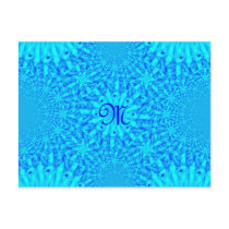 Icy Blue Fractal Monogram M Post Card