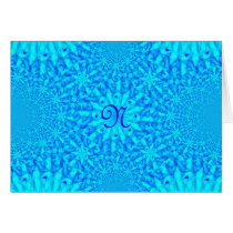 Icy Blue Fractal Monogram N Greeting Card
