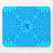 Icy Blue Fractal Monogram N Mousepad