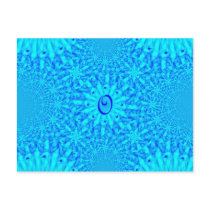 Icy Blue Fractal Monogram O Postcard