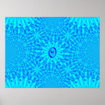 Icy Blue Fractal Monogram O Poster