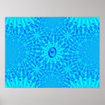 Icy Blue Fractal Monogram O posters
