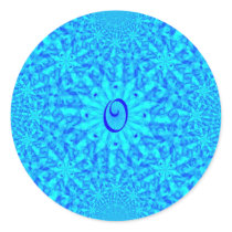 Icy Blue Fractal Monogram O Round Sticker