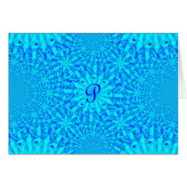 Icy Blue Fractal Monogram P Card