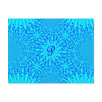 Icy Blue Fractal Monogram P Post Cards