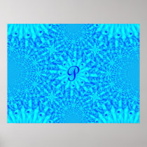 Icy Blue Fractal Monogram P Print