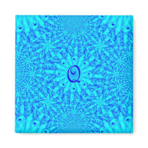 Icy Blue Fractal Monogram Q Magnets