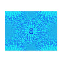 Icy Blue Fractal Monogram Q Postcard