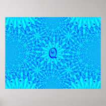 Icy Blue Fractal Monogram Q Poster