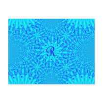 Icy Blue Fractal Monogram R Post Card