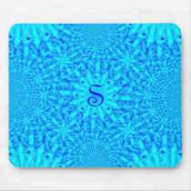 Icy Blue Fractal Monogram S Mousepads